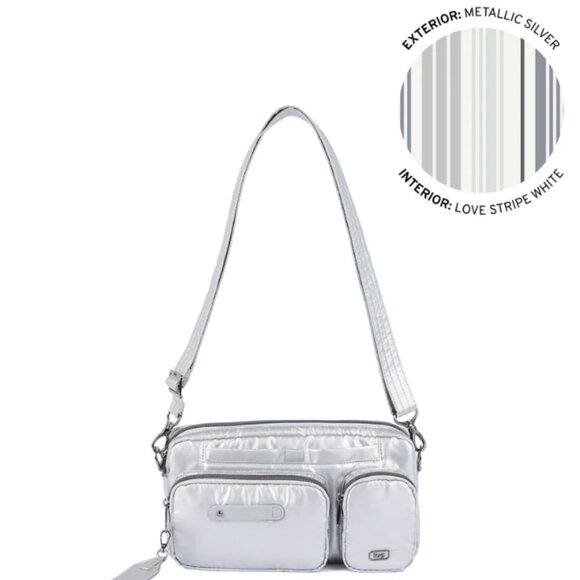New (without tags) Lug Silver Switcheroo Crossbody w/new Lug Embossed Strap - Picture 2 of 10